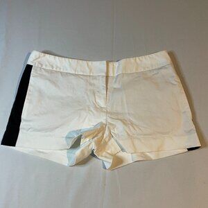 Express Dress Shorts Womens 6 White Black Side Stripe Chino Casual Preppy Pocket